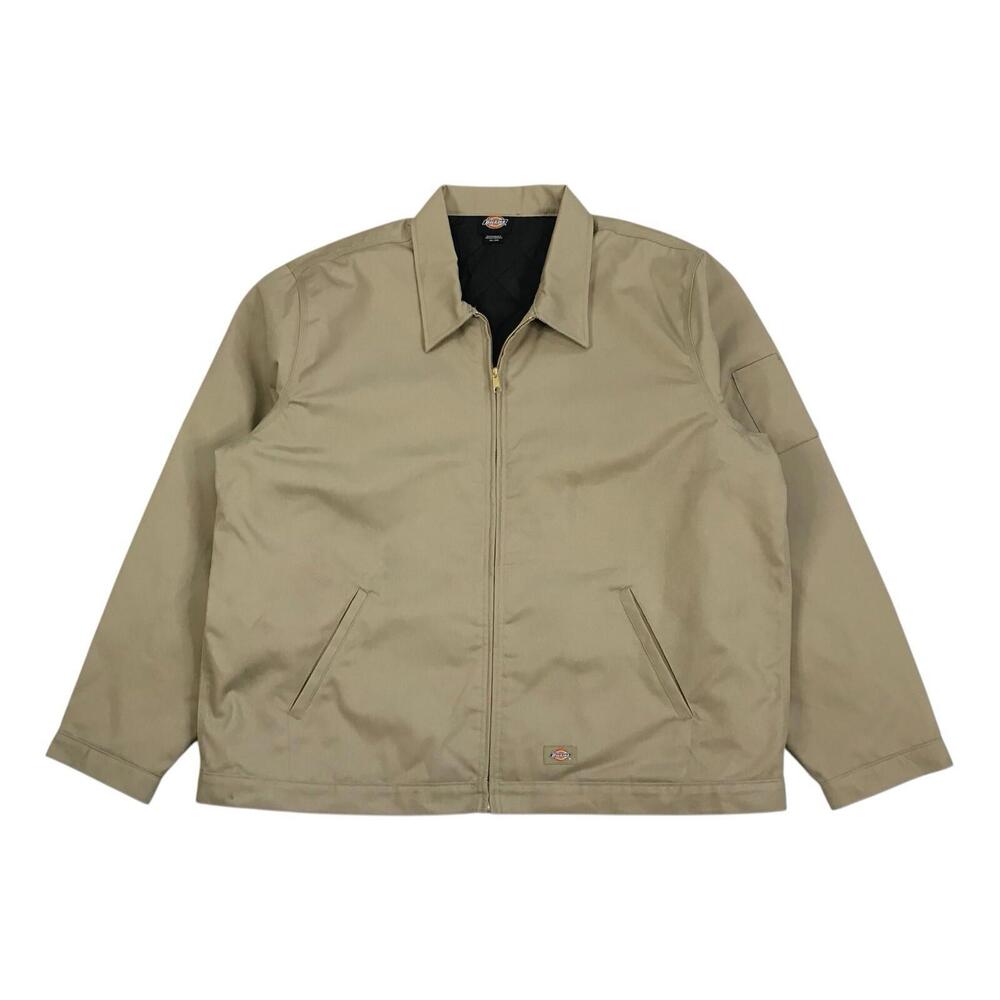 DICKIES EISENHOWER INSULATED JACKET MENS MEDIUM M BEIGE QUILT MECHANIC FULL ZIP